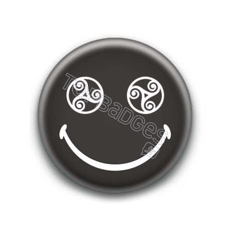Badge : Smiley triskel noir
