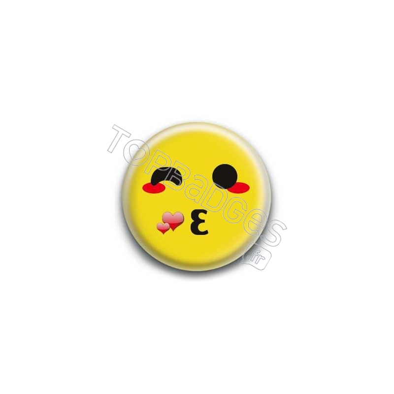 Badge : Smiley bisous jaune