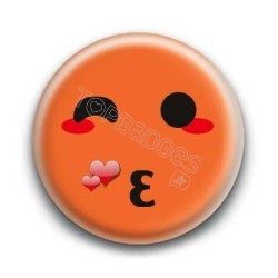 Badge : Smiley bisous orange