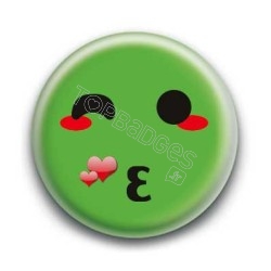 Badge : Smiley bisous vert