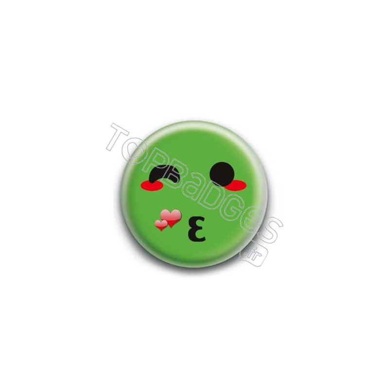 Badge : Smiley bisous vert