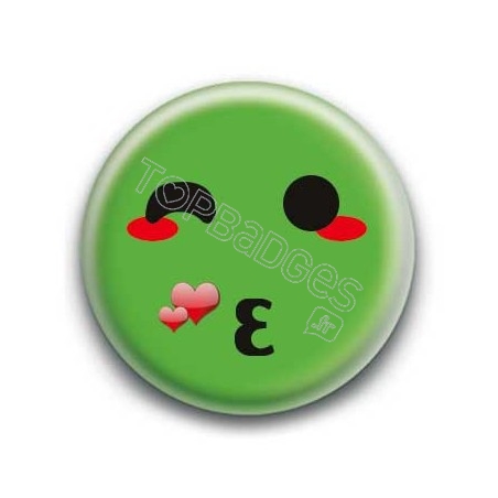 Badge : Smiley bisous vert
