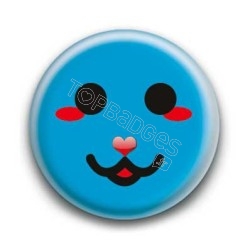Badge : Smiley chat bleu
