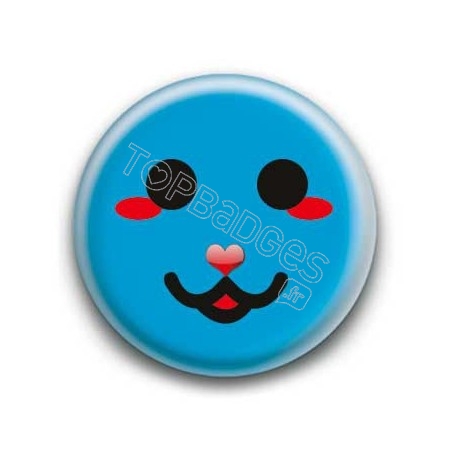 Badge : Smiley chat bleu