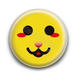 Badge : Smiley chat jaune