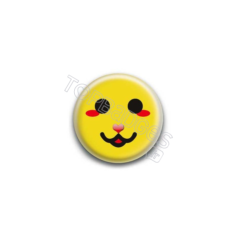 Badge : Smiley chat jaune