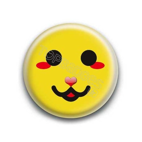 Badge : Smiley chat jaune