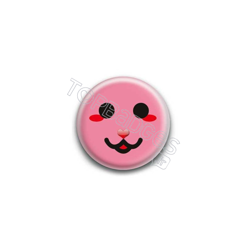 Badge : Smiley chat rose