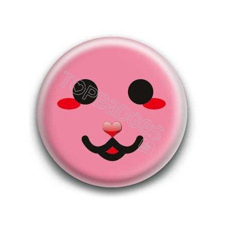 Badge : Smiley chat rose