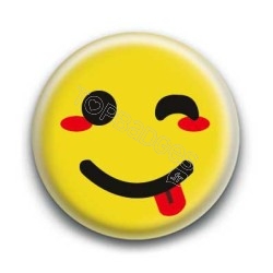 Badge : Smiley clin d'oeil jaune