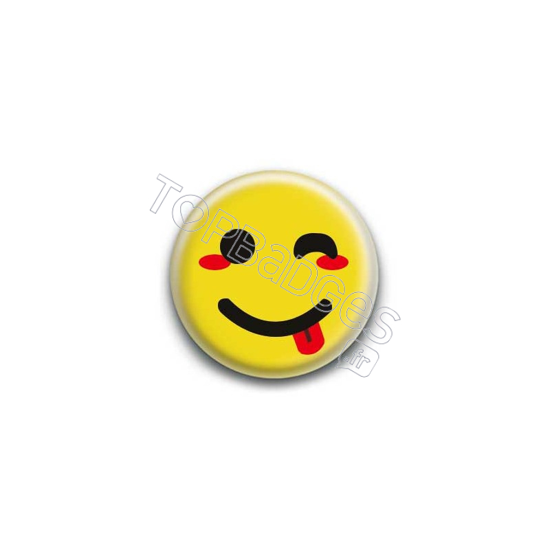 Badge : Smiley clin d'oeil jaune