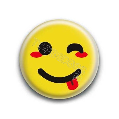 Badge : Smiley clin d'oeil jaune