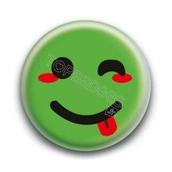 Badge : Smiley clin d'oeil vert