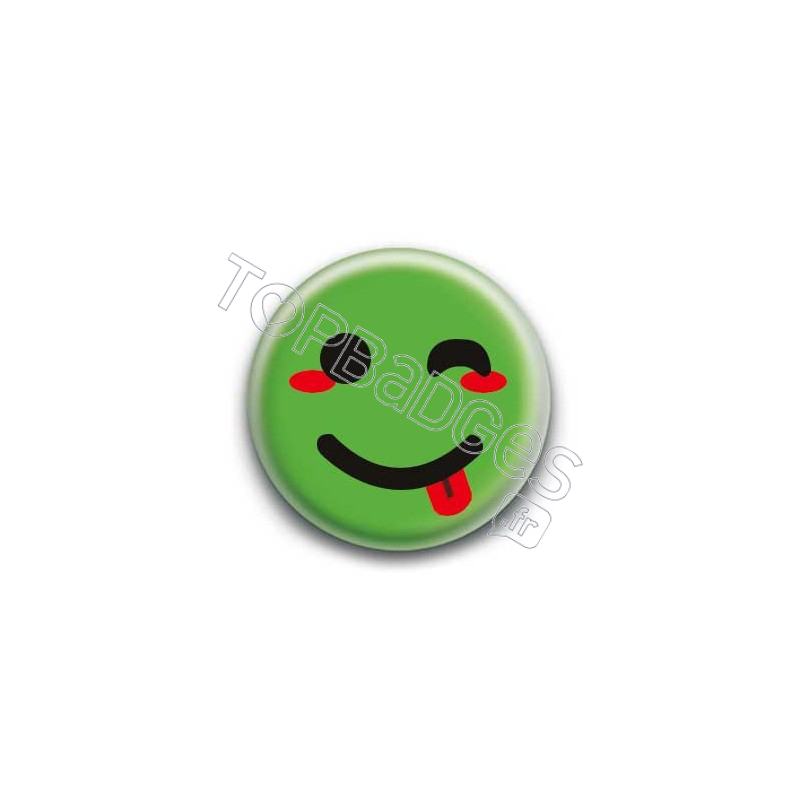 Badge : Smiley clin d'oeil vert