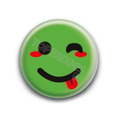 Badge : Smiley clin d'oeil vert