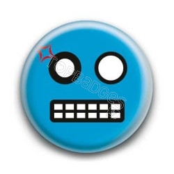 Badge : Smiley colère bleu