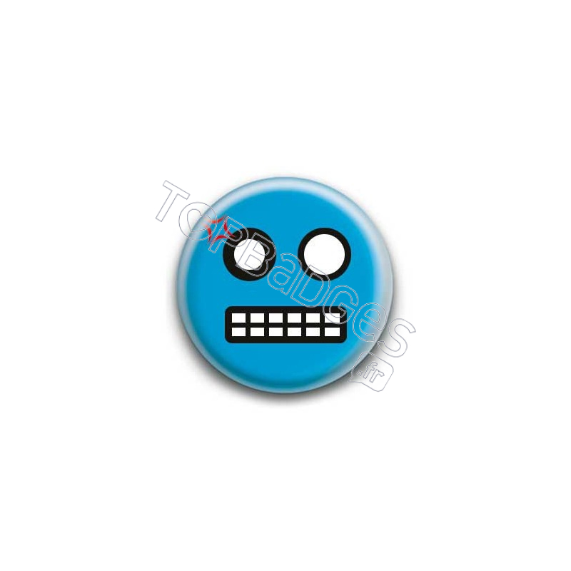 Badge : Smiley colère bleu