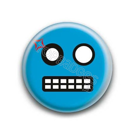 Badge : Smiley colère bleu