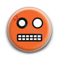 Badge : Smiley colère orange