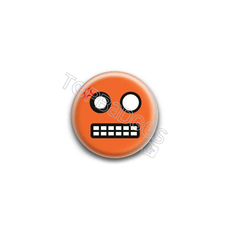 Badge : Smiley colère orange