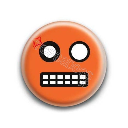 Badge : Smiley colère orange