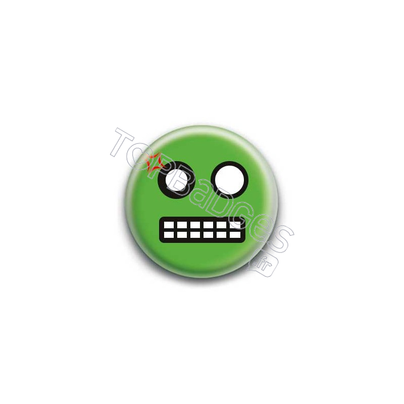 Badge : Smiley colère vert