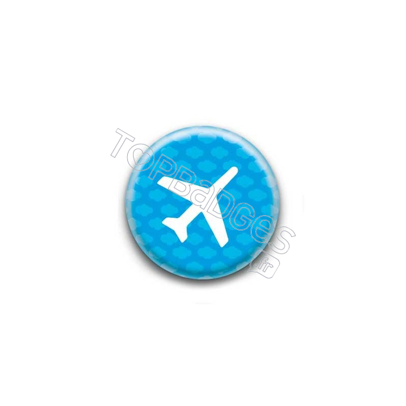 Badge Avion sur Fond Nuageux