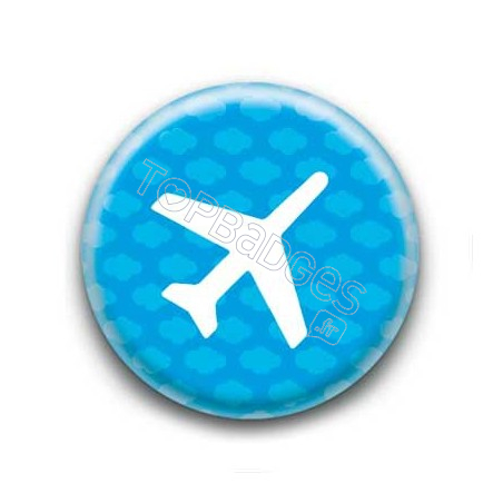 Badge Avion sur Fond Nuageux