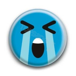 Badge : Smiley effondré bleu