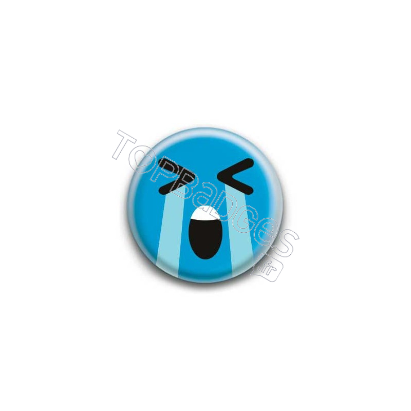 Badge : Smiley effondré bleu