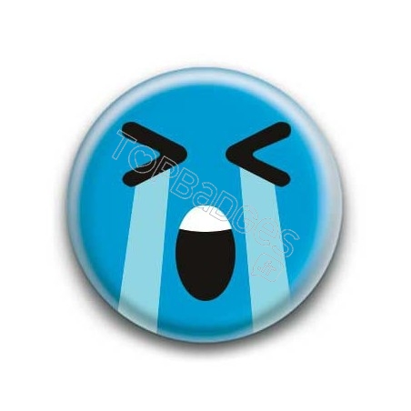 Badge : Smiley effondré bleu