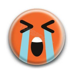 Badge : Smiley effondré orange