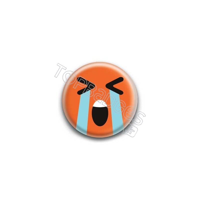 Badge : Smiley effondré orange