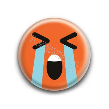 Badge : Smiley effondré orange