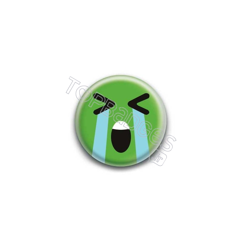 Badge : Smiley effondré vert
