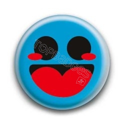 Badge : Smiley heureux bleu