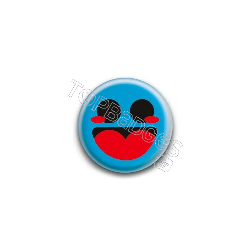 Badge : Smiley heureux bleu