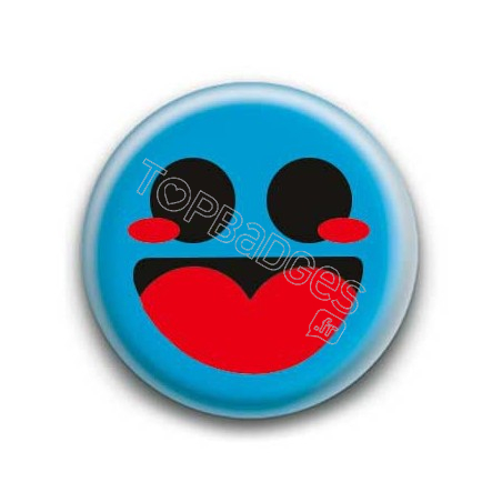 Badge : Smiley heureux bleu