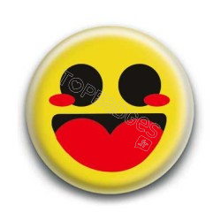 Badge : Smiley heureux jaune