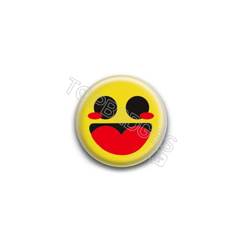 Badge : Smiley heureux jaune