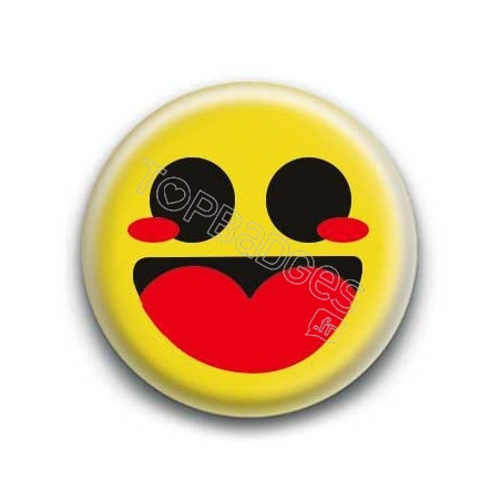 Badge : Smiley heureux jaune
