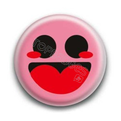 Badge : Smiley heureux rose