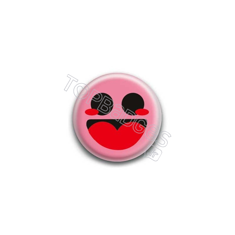 Badge : Smiley heureux rose