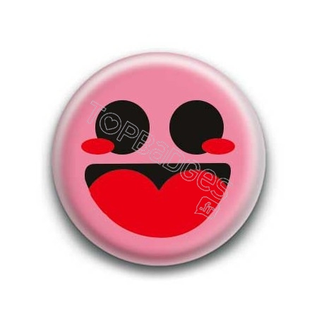 Badge : Smiley heureux rose