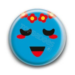 Badge : Smiley poétique bleu