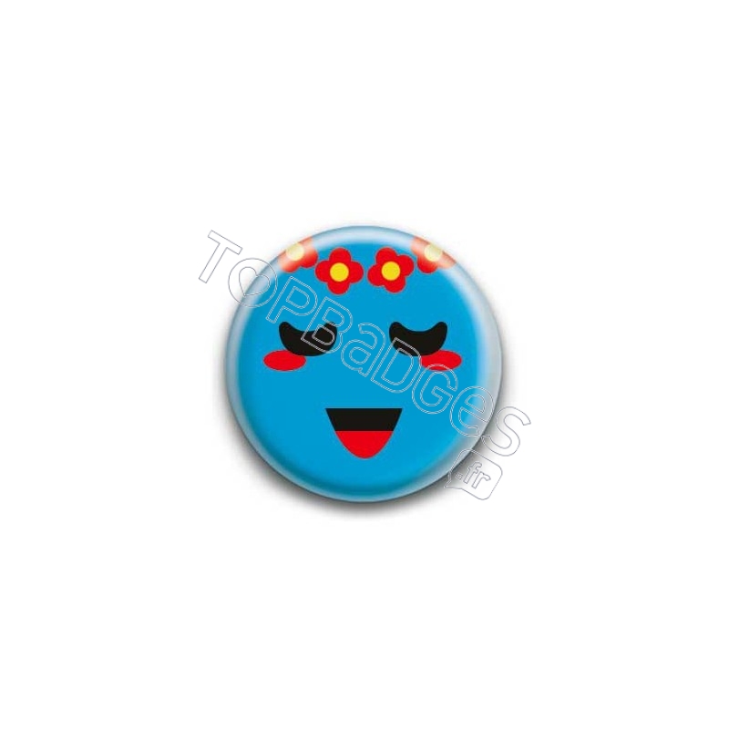 Badge : Smiley poétique bleu