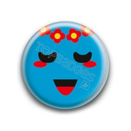 Badge : Smiley poétique bleu