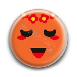 Badge : Smiley poétique orange