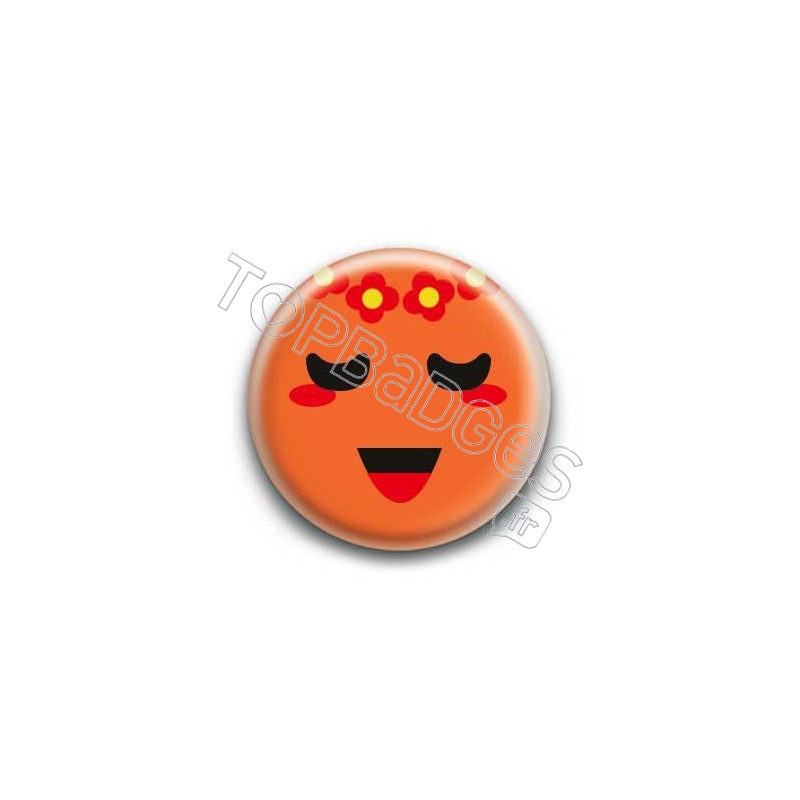 Badge : Smiley poétique orange
