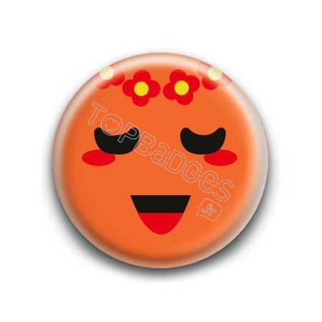 Badge : Smiley poétique orange